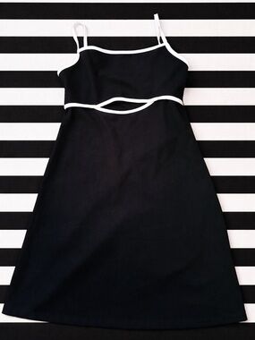 wild fable Black Midi Dress with White Trim